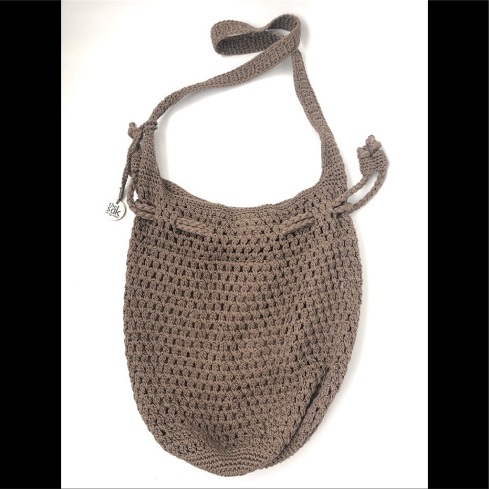 The Sak Crochet Drawstring Bucket Bag